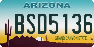 AZ license plate BSD5136