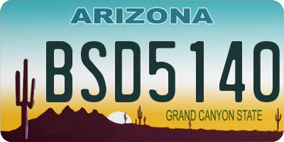 AZ license plate BSD5140