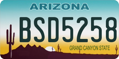 AZ license plate BSD5258