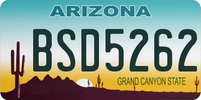 AZ license plate BSD5262