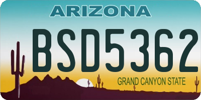 AZ license plate BSD5362