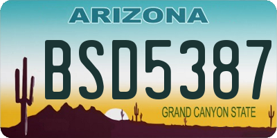 AZ license plate BSD5387