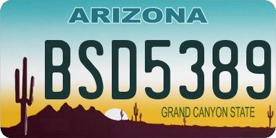 AZ license plate BSD5389