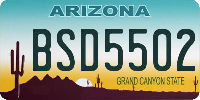 AZ license plate BSD5502
