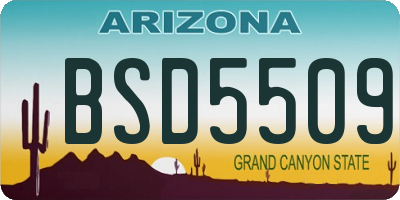 AZ license plate BSD5509