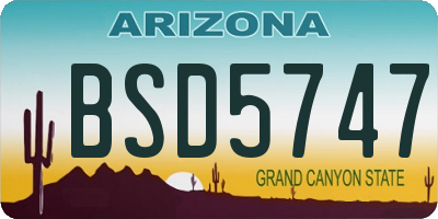 AZ license plate BSD5747