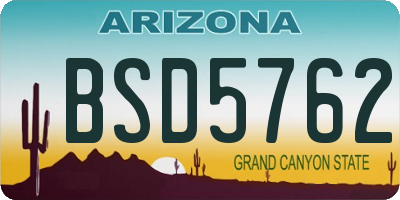 AZ license plate BSD5762