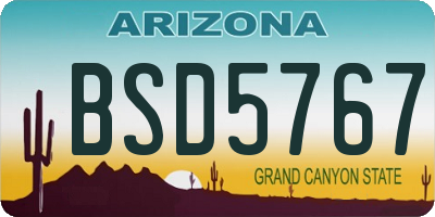 AZ license plate BSD5767