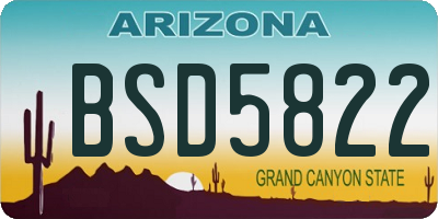 AZ license plate BSD5822