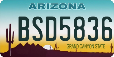 AZ license plate BSD5836