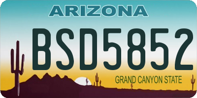 AZ license plate BSD5852