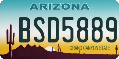 AZ license plate BSD5889