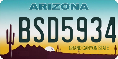 AZ license plate BSD5934
