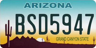 AZ license plate BSD5947