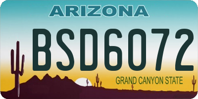 AZ license plate BSD6072