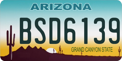 AZ license plate BSD6139