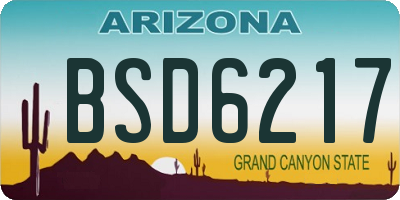 AZ license plate BSD6217