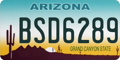 AZ license plate BSD6289