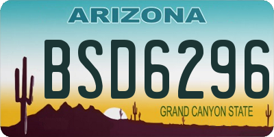AZ license plate BSD6296