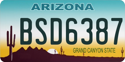 AZ license plate BSD6387