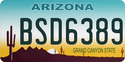 AZ license plate BSD6389