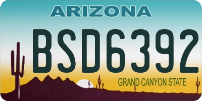 AZ license plate BSD6392