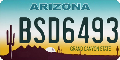 AZ license plate BSD6493
