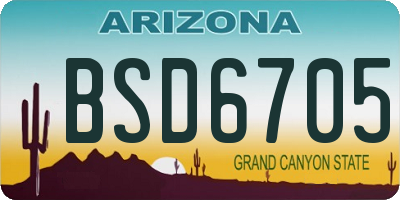 AZ license plate BSD6705