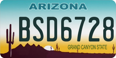 AZ license plate BSD6728
