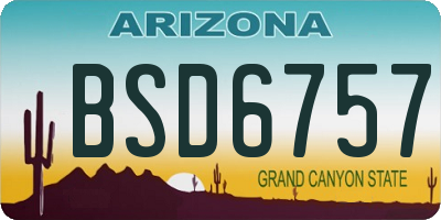 AZ license plate BSD6757