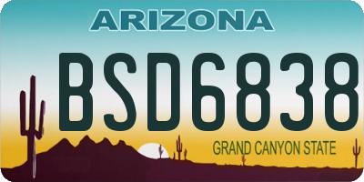 AZ license plate BSD6838