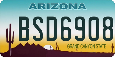 AZ license plate BSD6908