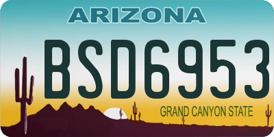 AZ license plate BSD6953