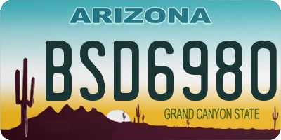 AZ license plate BSD6980