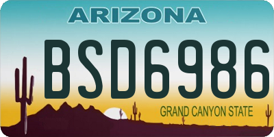 AZ license plate BSD6986