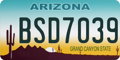 AZ license plate BSD7039