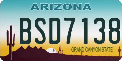AZ license plate BSD7138