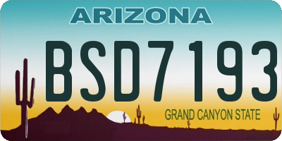 AZ license plate BSD7193