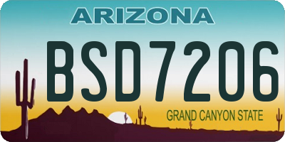 AZ license plate BSD7206