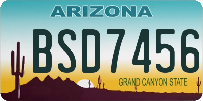 AZ license plate BSD7456