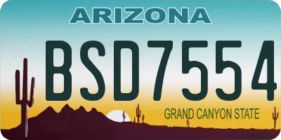 AZ license plate BSD7554