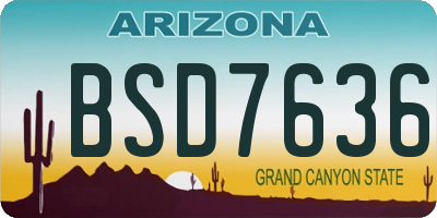 AZ license plate BSD7636