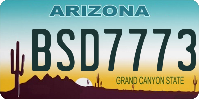 AZ license plate BSD7773
