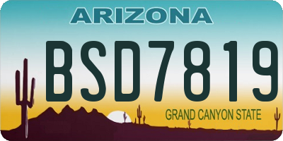 AZ license plate BSD7819