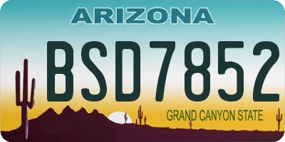 AZ license plate BSD7852