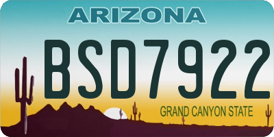 AZ license plate BSD7922