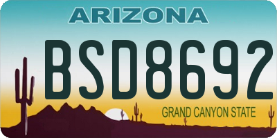 AZ license plate BSD8692