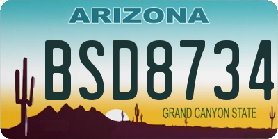 AZ license plate BSD8734