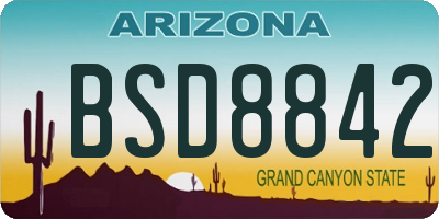 AZ license plate BSD8842
