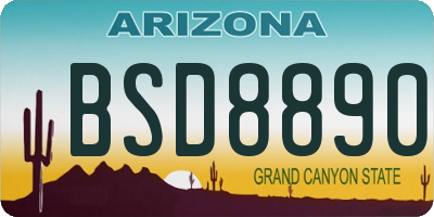 AZ license plate BSD8890